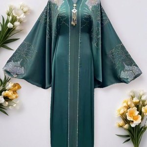 <span class=keywords><strong>Abito</strong></span> Abaya Elegante da Donna Taglie Forti, <span class=keywords><strong>Maniche</strong></span> Lunghe <span class=keywords><strong>a</strong></span> <span class=keywords><strong>Pipistrello</strong></span>, Fantasia Floreale, <span class=keywords><strong>con</strong></span> Diamanti, per Uso Quotidiano Primaverile - Product Image 4