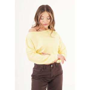 Blusa Amarilla al por Mayor con Patrón Floral Bordado, Manga Murciélago, Corte Holgado, Tejido de Punto Fino para Otoño - Product Image 2