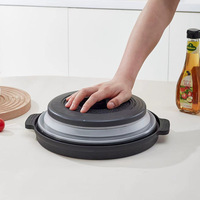 Couvercle alimentaire pliable transfrontalier en ABS résistant aux hautes températures, compatible micro-ondes, pour assiettes et bols