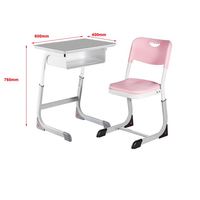 Ensemble bureau et chaise réglables pour étudiants avec plateau en panneau de particules et structure métallique pour l'étude en classe