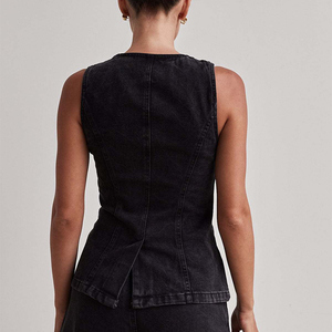 <span class=keywords><strong>Gilet</strong></span> en <span class=keywords><strong>jean</strong></span> <span class=keywords><strong>sans</strong></span> manches pour <span class=keywords><strong>femme</strong></span>, grande taille, décontracté, en toile de lin, pour l'hiver et le printemps, avec broderie en coton et coquille tissée - Product Image 5