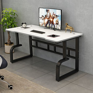 Escritorio de Computadora Blanco para Oficina en Casa, Patas en Forma de G, Mesa de Juego, Escritorio de Estudio con Estantería, Muestra Gratis, Gran Venta - Product Image 4