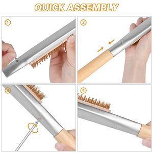 Brosse à gril en laiton de 26 pouces, brosse à barbecue pour la cuisson en plein air, outil de nettoyage de gril robuste à poils doux - Product Image 3