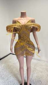 Lüks Boncuklu Kristal Kısa Mezuniyet Elbiseleri 3D Omuz Püsküllü V Yaka Parti Kulüp Gece Mini Elbiseleri Kadınlar için Seksi. - Product Image 4