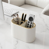 Porte-stylos en cuir, boîte de rangement, style nordique, forme ovale, compartiments multifonctionnels, luxe léger, haut de gamme, nouveau, bureau, rayé