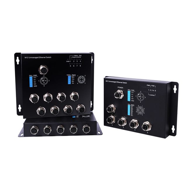 PUSR 5/8 M12 Ports Gigabit Industrial Switch Support 10/100/1000Mbps Unmanaged Ethernet Railway Subway USR-ISG005/ISG008-M12