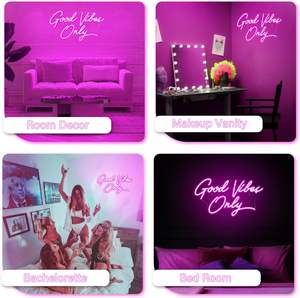 Kavaas Good Vibes Only Neon LED Sign 17.7 \ "X 9.9 \" Pink Bedroom Party Bar Salon Wall Decor Best Birthday Christmas Gifts - Product Image 6