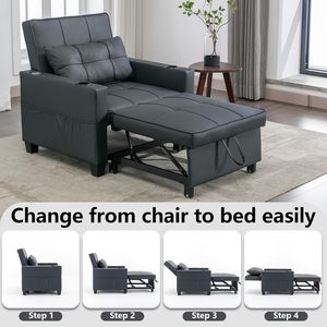 Sofá Cama Convertible 3 en 1 con Portavasos, Sillón Reclinable y Futón - Product Image 5
