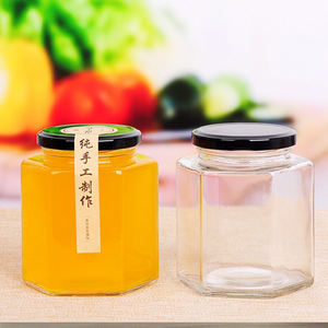 Pot <span class=keywords><strong>de</strong></span> miel hexagonal en verre vide, <span class=keywords><strong>pots</strong></span> à miel, <span class=keywords><strong>pots</strong></span> à cornichons, <span class=keywords><strong>pots</strong></span> à confiture, récipient <span class=keywords><strong>de</strong></span> stockage alimentaire hermétique avec couvercle en métal - Product Image 2