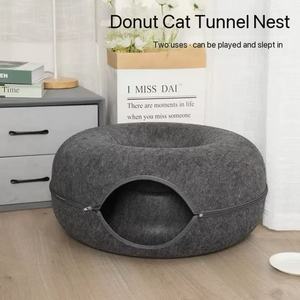 Tutte le stagioni Donut letto per gatti con pneumatici per dormire in feltro Tunnel per gatti mobili per animali domestici per la cura del gatto - Product Image 6