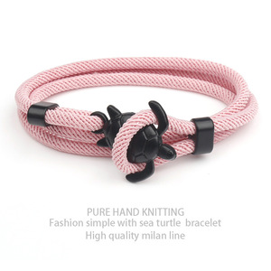 Pulsera Unisex Ajustable de Doble Trenzado con Cordón Milánico, Dije de Tortuga Marina Negra, Estilo Náutico - Product Image 5