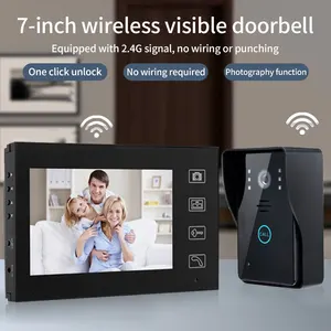 2,4G inalámbrico 7 pulgadas Video intercomunicador impermeable con monitores Niaht Vision sistema de seguridad a prueba de lluvia para el hogar