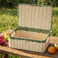 Cesta de Almacenamiento Tejida a Mano con Cuerda de Papel, Estilo Minimalista Moderno y Ecológico, con Tapa Estilo Ratán, para Decoración del Hogar, Regalo