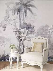 <span class=keywords><strong>Papier</strong></span> <span class=keywords><strong>peint</strong></span> en soie léger de luxe en français <span class=keywords><strong>noir</strong></span> blanc jungle forêt tropicale imprime imperméable pour hôtels restaurants séjours chez l'habitant - Product Image 5