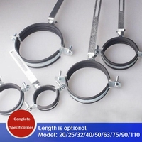 Support de tuyau réglable en acier au carbone avec coussin en caoutchouc, finition galvanisée, colliers de serrage simples pour tuyaux multi-tailles