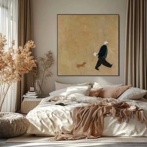 Paseo de la tarde: Pintura acrílica abstracta minimalista de naturaleza muerta, lienzo grande pintado a mano, arte texturizado para pared. - Product Image 2