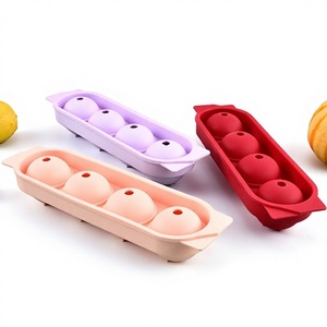 Moule à glaçons sphériques en <span class=keywords><strong>silicone</strong></span> de qualité alimentaire pour la maison, 4 boules, pour whisky, facile à démouler, modèle XDbq - Product Image 1