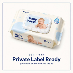Oupai Vente en gros OEM ODM Marque privée 120 lingettes humides jetables non tissées pour bébés, 99,9% eau, avec couvercle à clapet, pour mains et bouche - Product Image 3