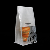 Sac scellé à huit côtés personnalisé, blanc, multicouche, composite, fond plat, emballage alimentaire avec fenêtre