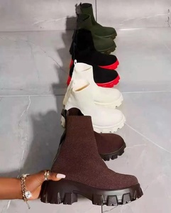 Fashion Design Big Size 43 <b>Ladies</b> Flying Knit Shoes Casual Platform <b>Boot</b> Women's <b>Boots</b> <b>Ladies</b> <b>White</b> Ankle <b>Boots</b> - Product Image 6