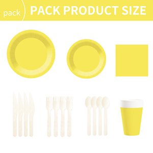 DAMAI – Vaisselle jetable unie jaune vif pour fêtes, assiettes de 7 et 9 pouces, gobelets en papier, serviettes - Product Image 5