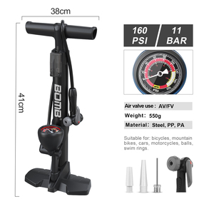 Pompe à air pour vélo BOMO 160 PSI haute pression, vente en gros, directement de l'usine, OEM personnalisé pour les magasins de vélos, VTT, vélos de route - Product Image 2