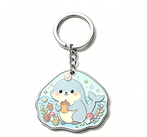 Cute Whale Metal Key Chain Enamel Keyring Silver Tone Pendant <b>Bag</b> <b>Charm</b> Gift Accessory - Product Image 4