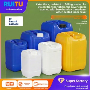 Bidons/Jerricans en plastique HDPE de qualité chimique scellés Ruitu 25L et 5L, empilables, épaissis, de qualité <span class=keywords><strong>alimentaire</strong></span>, solubles dans l'eau, bleus/blancs/jaunes - Product Image 5