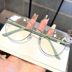 نظارات قراءة معدنية جديدة بنصف إطار مضادة للضوء الأزرق وغير موصوفة طبية عصرية بنمط هندسي شكل وجه ماسي - Product Image 5