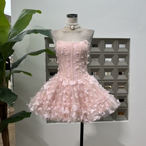 Festa di alta qualità estate nuovo prodotto elegante <span class=keywords><strong>farfalla</strong></span> Fishbone senza spalline fiore Slim Fit senza spalline abito da banchetto - Product Image 1