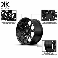 Nouvelles jantes en alliage d'aluminium forgé Y-Spoke en maille entièrement noire 6061, finition brillante, à déport profond, multi-brins, légères, personnalisées, 18, 19, 20, 22 pouces