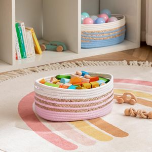 Panier de rangement personnalisé pour la maison Corde en coton tissé Panier en paille de jacinthe et panier cadeau pour enfants pour <span class=keywords><strong>Amazon</strong></span> Hot Selling - Product Image 4