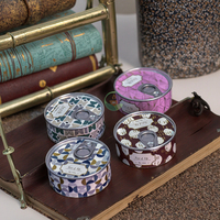 Bougie parfumée compacte en cire de soja à double mèche avec impression intégrale et couvercle à languette facile à ouvrir, en boîte métallique, idéale pour les escapades de week-end