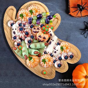 Halloween <b>Pumpkin</b> Shaped Bamboo Serving Tray For Party Food Decoration - Product Image 3