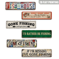 Letreros de metal estilo matrícula de Fish House, decoración de pared para casa de lago o man cave