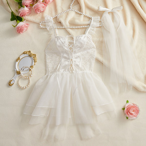 Lingerie de mariée blanche <span class=keywords><strong>sexy</strong></span> pour femmes body pour dames sous-vêtements <span class=keywords><strong>sexy</strong></span> robe et voile ensemble de sous-vêtements sexuels pour femmes combinaison une pièce - Product Image 6