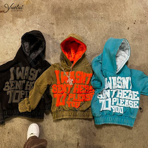 Felpa con Cappuccio Personalizzata con Stampa a Rilievo 500 Gsm Lavaggio Acido Vintage di Alta Qualità con Orlo Elastico Produttori <span class=keywords><strong>Abbigliamento</strong></span> Streetwear - Product Image 1