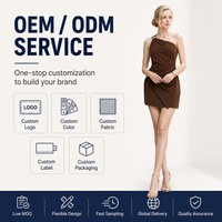 Maßgeschneidertes One-Shoulder Mini-Kleid für Damen mit Goldverschluss, Drapierter Asymmetrischer Saum, Ärmellos, Sommer OEM ODM Großhandel Niedriger MOQ