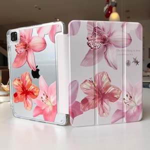 เคสใสลายดอกไม้พิมพ์ลายอะคริลิคหนัง PU พร้อมช่องใส่ดินสอสำหรับ <span class=keywords><strong>iPad</strong></span> รุ่นที่ 12 11 10 Pro 11 นิ้ว - Product Image 1