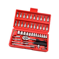 Ensemble de 46 Pièces Kit d'Outils de Bricolage Mètre Ruban et Douilles