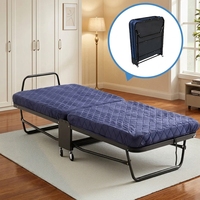 Cadre de lit simple pliable en métal bleu traditionnel personnalisé avec rangement pour salon, chambre, villa, hôtel, mobilier sur mesure