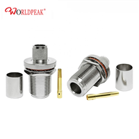 Connecteur coaxial RF de type N femelle à sertir et à souder pour câbles RG213, RG11, LMR400, RG8, H1000, 7DFB