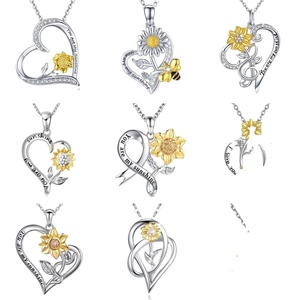 Collar con Colgante de Corazón de Girasol de Plata de Ley S925 con Circonita, de SPJ Premium, para Mujer, Joyería para Compromiso y Boda - Product Image 1