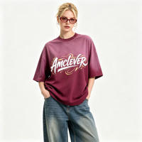 T-shirt pour homme AMLClever, dégradé, manches courtes, col rond, effet usé, t-shirts unisexes, logo personnalisé DTG DTF OEM
