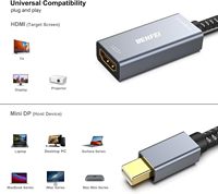 Adaptateur BENFEI Mini vers HD MI 4K 60Hz, adaptateur Thunderbolt 2 vers HD MI, connecteurs plaqués or, boîtier en aluminium