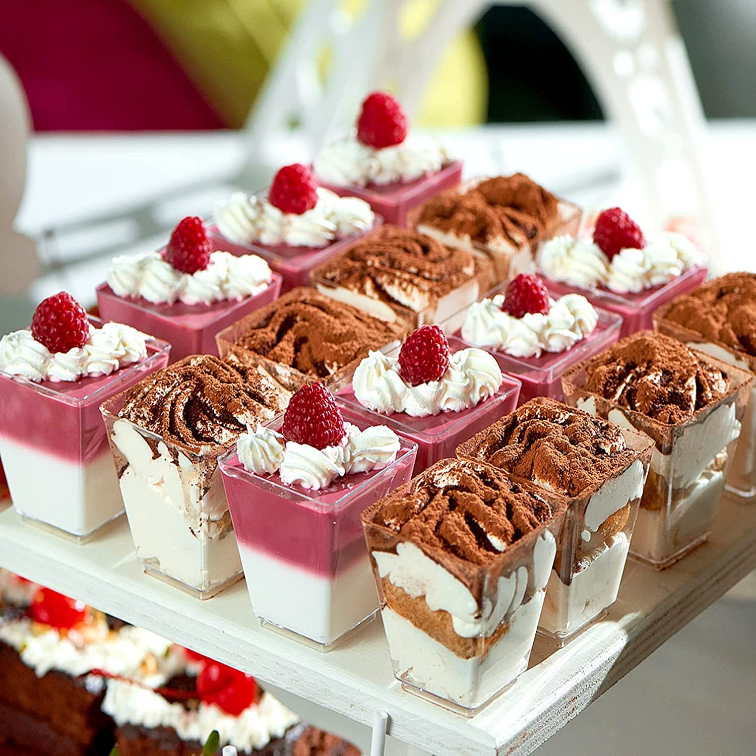 MVDE Lot de 100 Gobelets à Dessert avec Couvercle et Cullère 250 ml