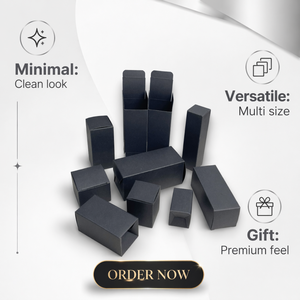 Scatola di Carta Pieghevole di Lusso Nera Opaca con Logo Personalizzato, Piccolo Packaging in Cartone per Oli Essenziali, Cosmetici, Profumi e Regali - Product Image 1