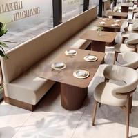 Ensembles de canapés et tables de salle à manger en bois massif pour restaurants commerciaux, tables rondes avec fauteuils assortis