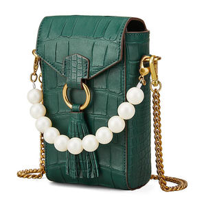 Diseñador de calidad superior cocodrilo Piel de piel de cocodrilo funda para teléfono móvil monedero bandolera con borla - Product Image 5