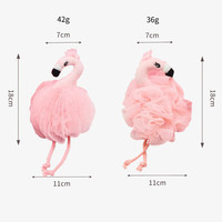Assortiment de matériaux de collection sur le thème des flamants roses Éponge de bain en maille sûre Loofah Boule de bain rose Pouf de bain pour enfants Éponge avec dessin animé